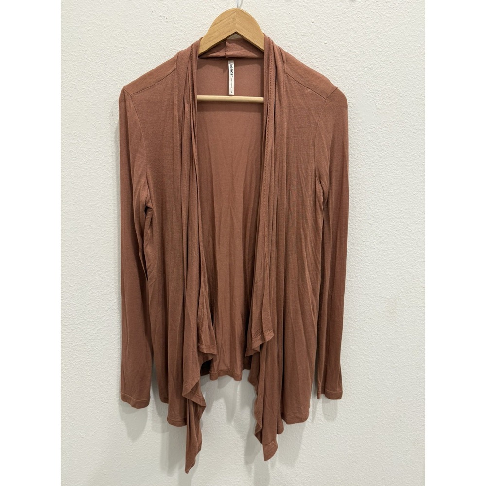 Tresics Thin Long Sleeve Cold Shoulder Open Front Cardigan Rust Orange Size S